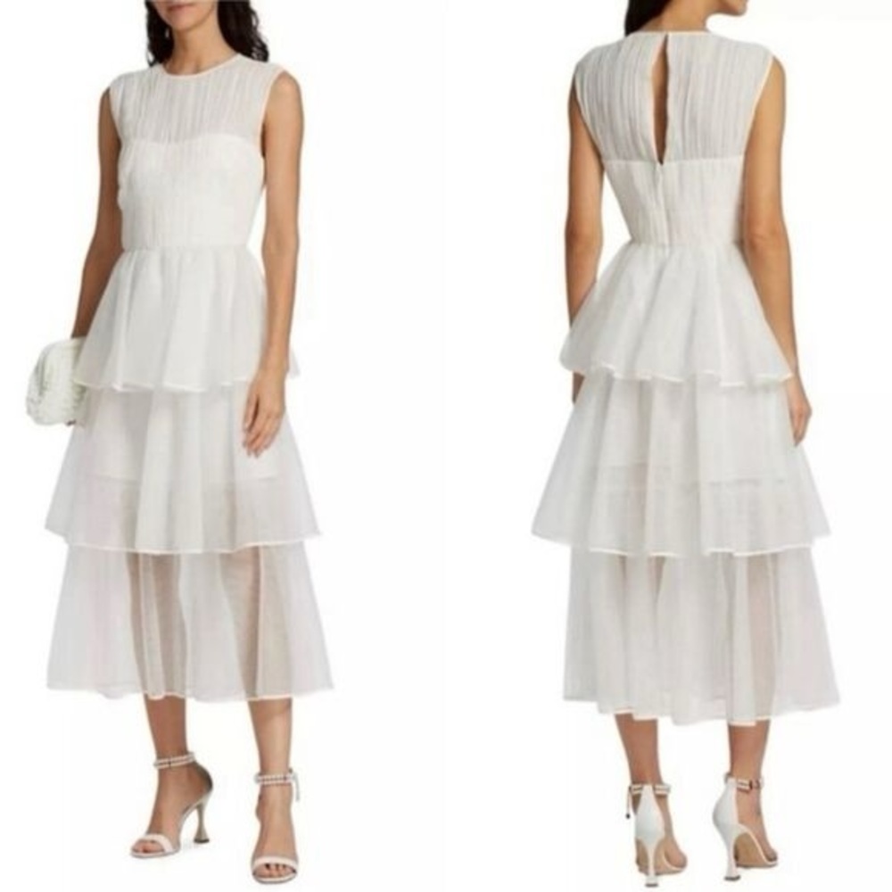 Jonathan Simkhai White Layered Midi Dress